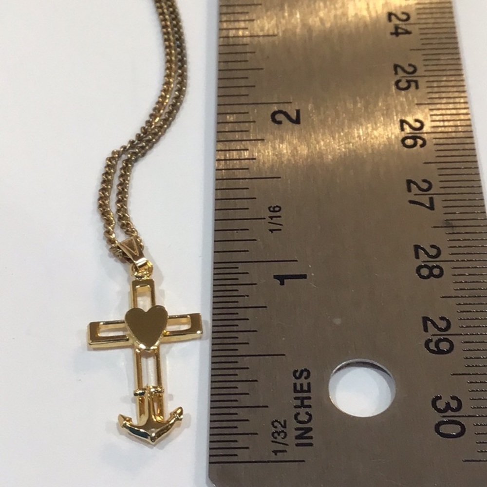 Vintage cross necklace heart & anchor sailor navy